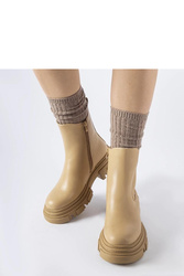 Beżowe botki z gumową wstawką DIsola - Solea