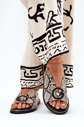 Sandały Model Haliones A8230 BeigeBrown Wąż - Step in style