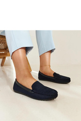 Granatowe materiałowe mokasyny Fiammetta - Solea