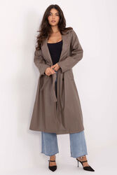Płaszcz Damski Model IT-PL-A8393.81 Dark Beige - Rue Paris