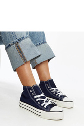 Granatowe wysokie trampki na grubej podeszwie Bagy - Solea