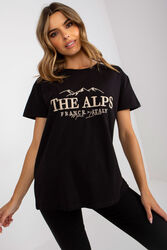 T-shirt Damski Model FA-TS-7720.43P BlackBeige - Fancy