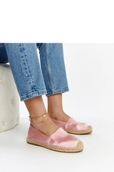 Jasnoróżowe espadryle z połyskiem na platformie Caithlin - Solea