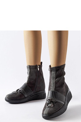 Szare skarpetkowe botki na koturnie Colonnata - Solea