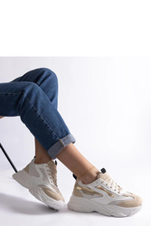 Beżowo-złote damskie sneakersy Milenka - Solea
