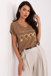 Tshirt Damski Model CLM-TS-1729.86 Light Brown - Factory Price