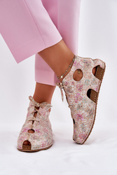 Botki Model Maciejka 03426-48 Beige Flowers - Step in style