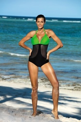 Jednoczęściowy strój kąpielowy Kostium Kąpielowy Model Priscilla Erba-Nero M-428 GreenBlack - Marko