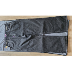 Audigier spodnie jeans czarne szerokie Y2K Statua Wolności cyrkonie replika XL